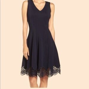 Maia Scuba and Flare Fit Knit Sleeveless Dress Black Size 4